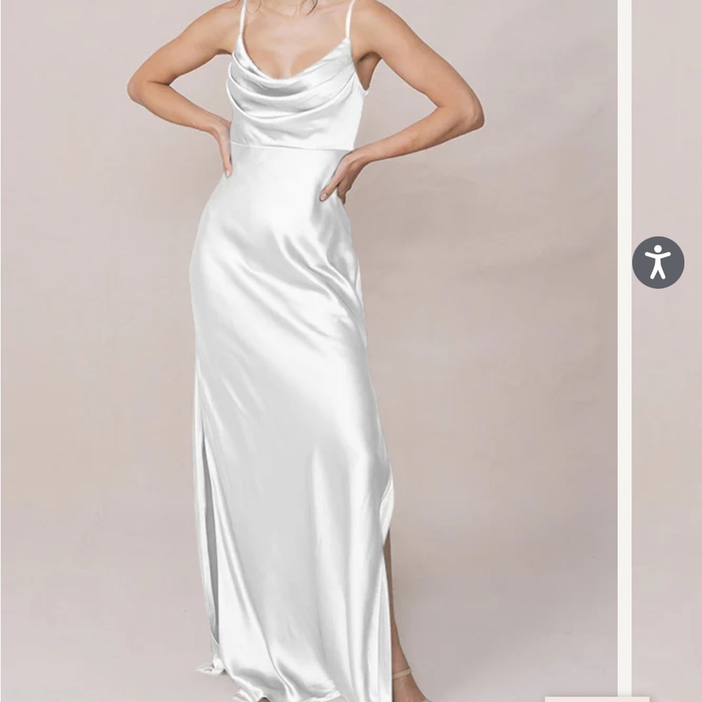 Revelry Skye White Satin Gown